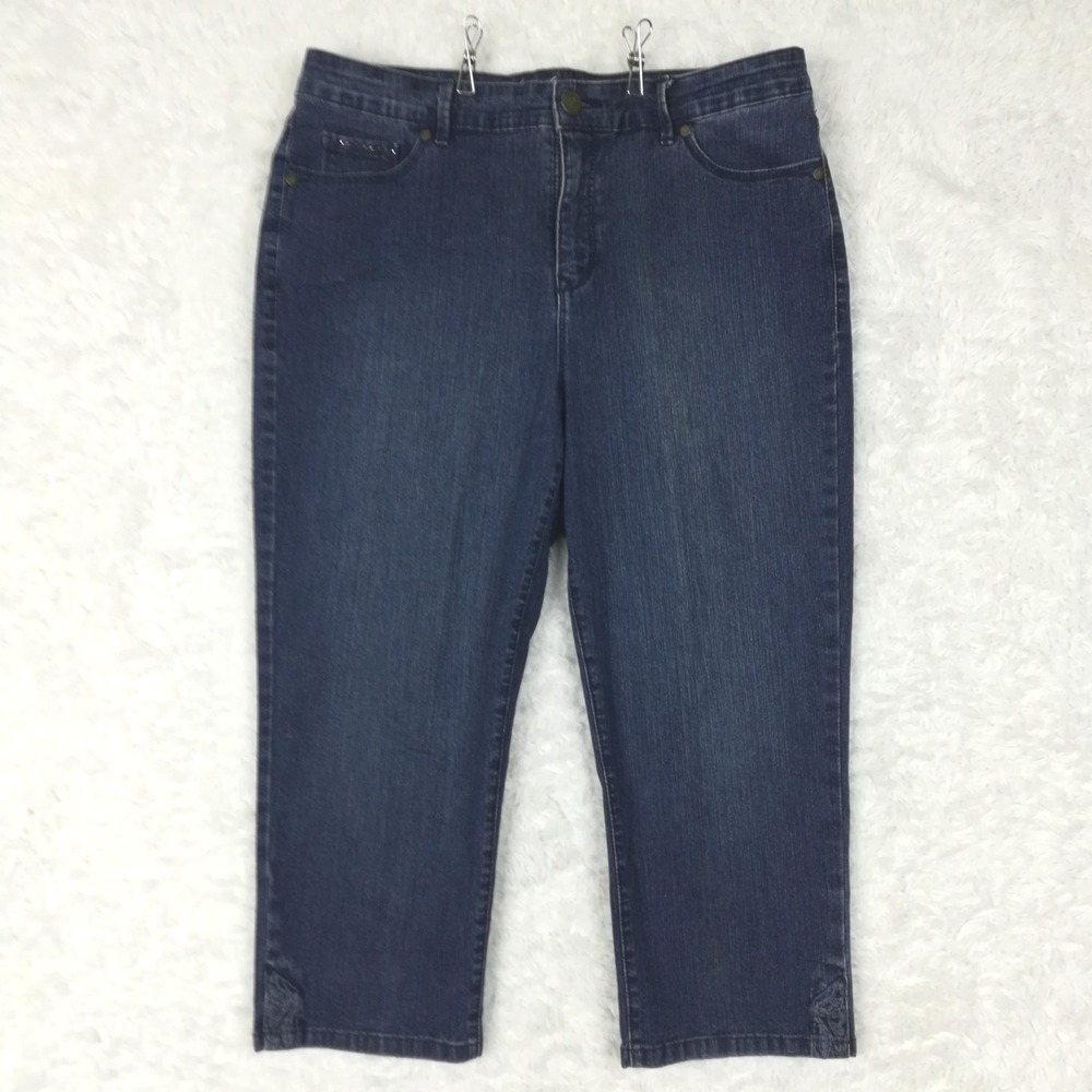 Gloria Vanderbilt Womens Jeans Capri Jordyn Blue Denim High Rise Dark Wash 12